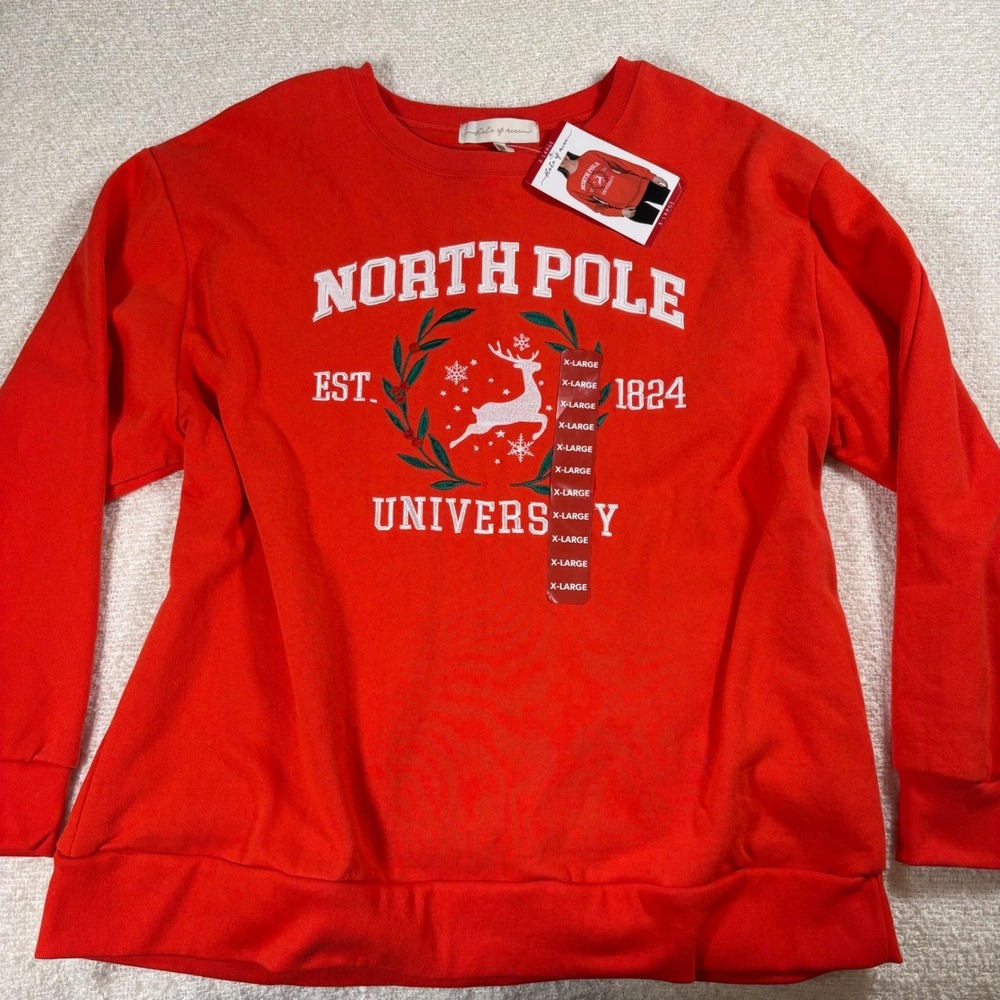state of mine northpole university red sweater sweatshirt NWT santa holiday - Picture 2 of 7
